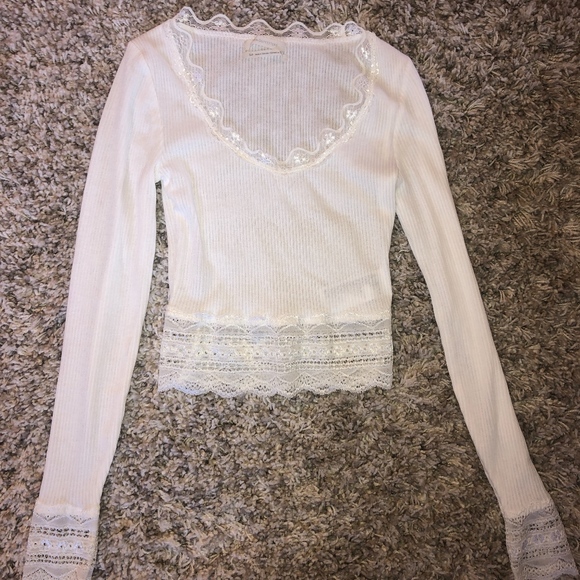 White Urban Outfitters Lace Long Sleeve 